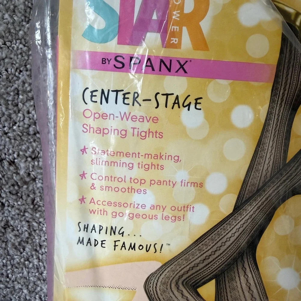 SPANX Star Power Center Stage Open Weave Shaping Tights Boudoir‎ Size E